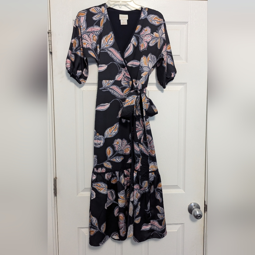 Foxiedox Navy and Pink Floral Midi Dress